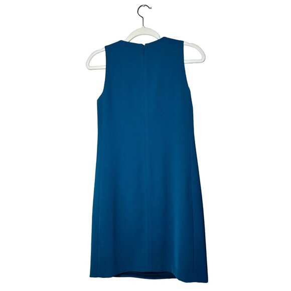 Vince Crepe Shift Dress with Pockets Size 0 Teal Blue Sleeveless Shift - Picture 5 of 9